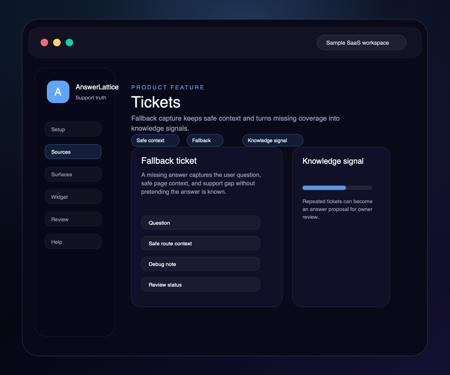 Sample AnswerLattice Tickets feature screen