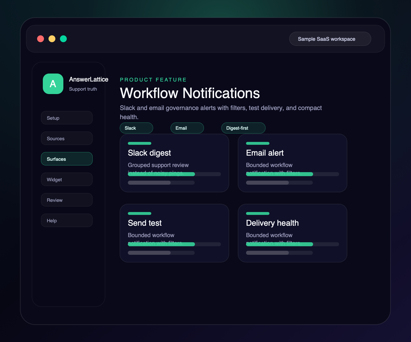 Sample AnswerLattice Workflow Notifications feature screen