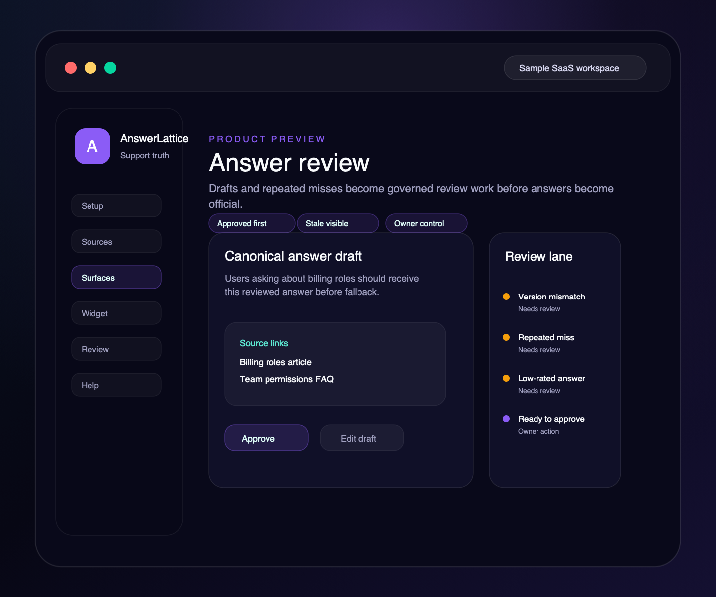 Sample AnswerLattice answer review screen